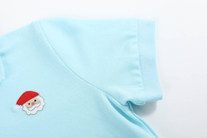 12-18M | Lil Cactus | Light Blue Santa Polo Shirt | NWT