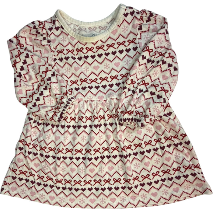 Garanimals White Long-Sleeve Heart & Snowflake Dress size 12M good used condition