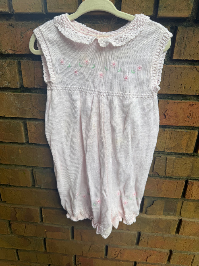 12M Sophie Dess Baby Pink Sleeveless Hand-stitched Flower Romper Play