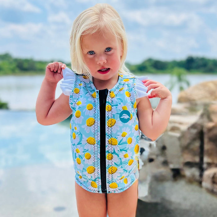 2025 Eagle Girl's Wild Daisies Swim Vest- Yellow/Teal