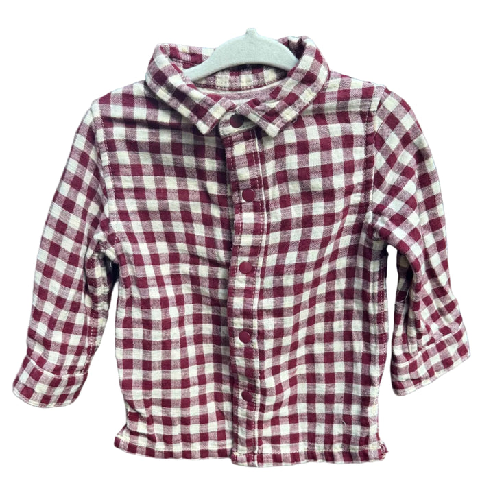 Est. Size 3 Maroon and Cream Flannel Button Down EUC