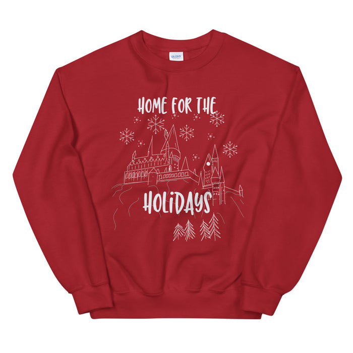 Home for the Holidays Sweatshirt Magical Christmas Castle Holiday Snowfall Sweatshirt