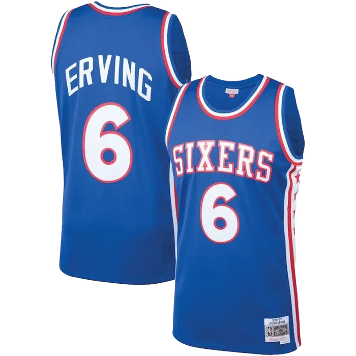 Julius Erving Philadelphia 76ers Mitchell & Ness 1976-77 Hardwood Classics Royal Blue Swingman Jersey Blue color