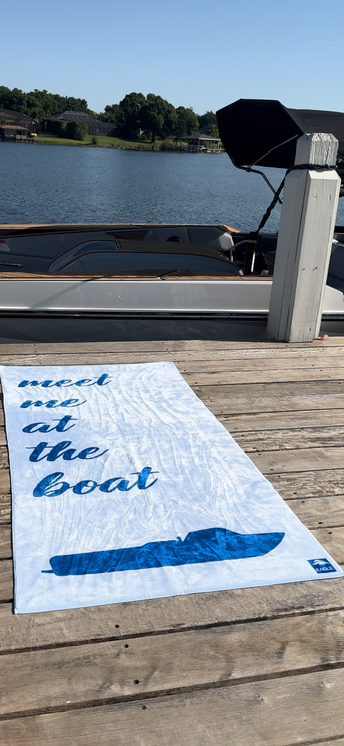 "Meet Me At The Boat" Towel - Blue/Navy