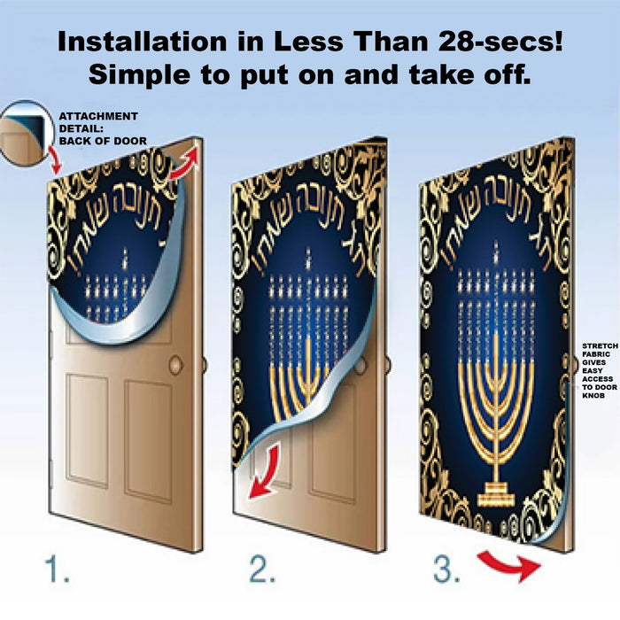 DoorFoto Door Cover Menorah Decorations