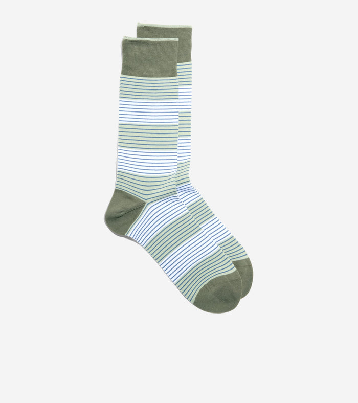 Men's Multi Stripe Dress Crew Socks-Green