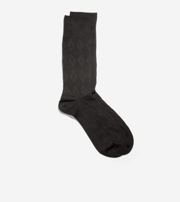 Men's Tonal Argyle Crew Socks-Black