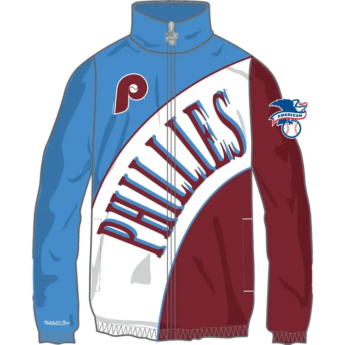 Philadelphia Phillies Throwback Mitchell & Ness Arched Retro Lined Windbreaker