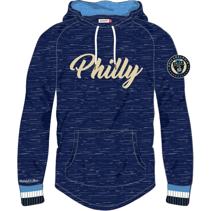 Philadelphia Union Mitchell & Ness Legendary Slub Long-Sleeve Hoodie Blue color