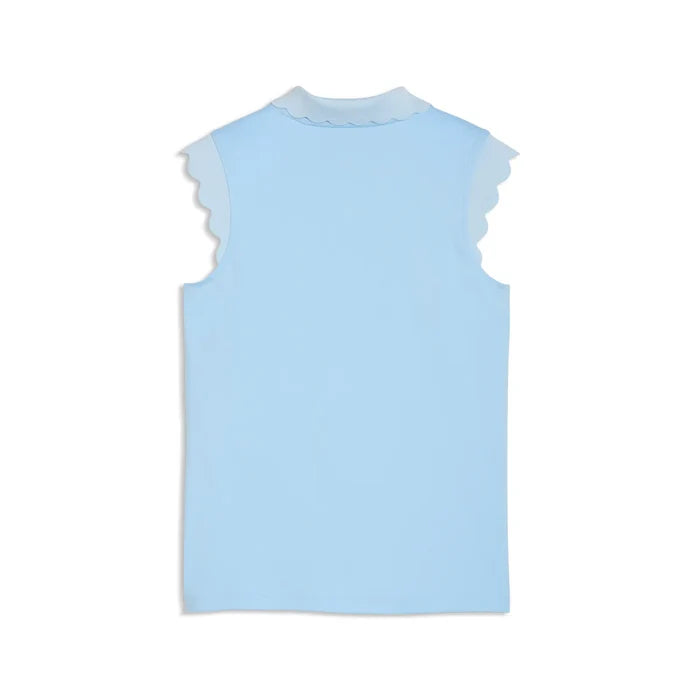 Puma Golf Girl's CLOUDSPUN Scallop Sleeve Polo blue color.