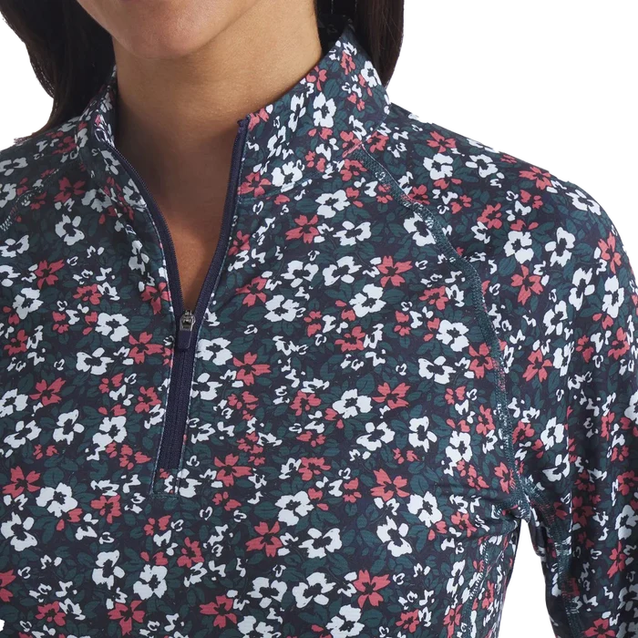 Puma Golf Women's YouV Floral Burst 1/4 Zip Navy Color