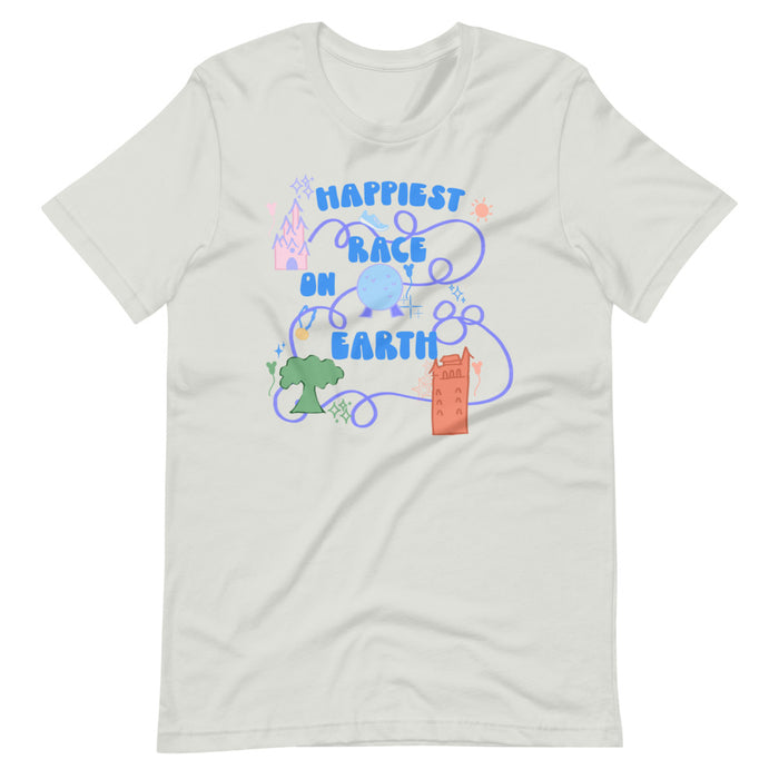 runDisney Happiest Race on Earth T-shirt- READY TO SHIP- Silver- Small