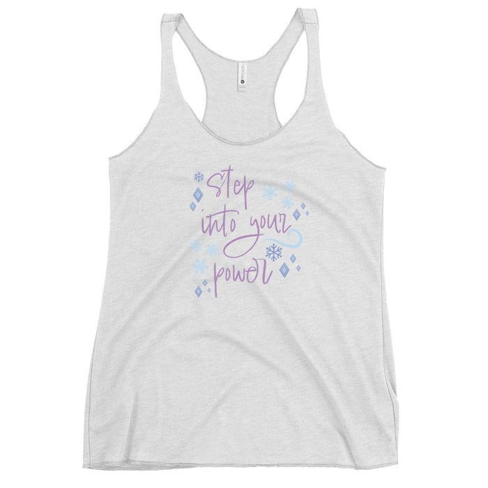runDisney tank top Princess Frozen Step Into Your Power Running Half Marathon Challenge Women's Racerback Tank