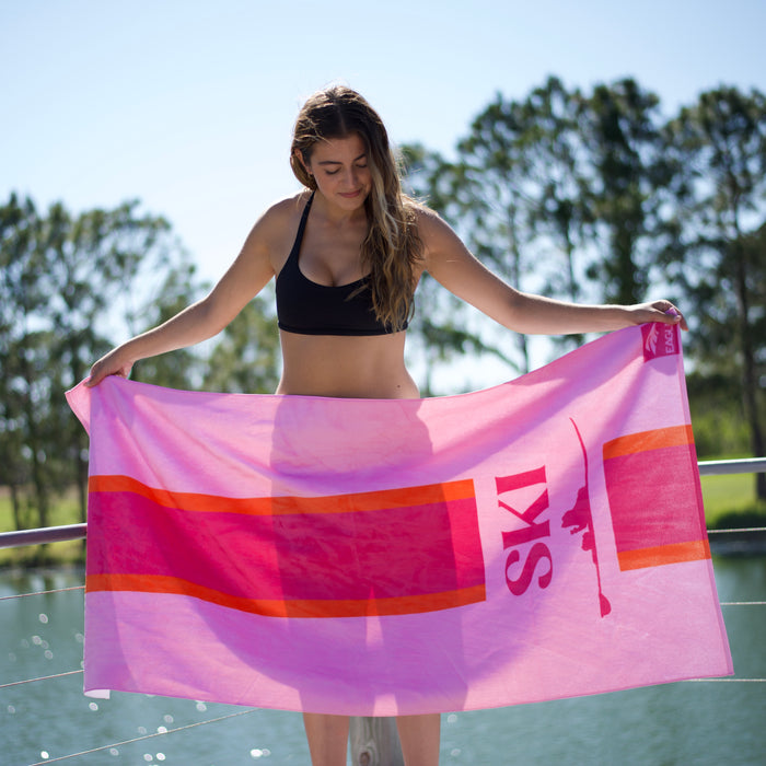 SKI Towel - Pink and Orange Stripe