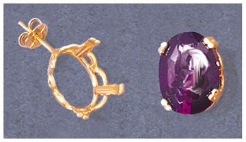 Solid Sterling Silver or 14kt Gold 1 Set (2 pieces) 12z10-20x15 Oval Regalle Earrings Setting, Stud, 162-059/142-059