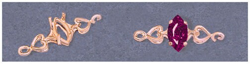 Solid Sterling Silver or 14kt Gold Heart Bracelet Link For 8x4 or 10x5 Marquise Cut, DIY Bracelet, Custom made, DIY Jewelry, 167-842/147-842