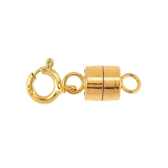 Solid Yellow Gold, 14kt Barrel Magnetic Clasp with Spring Ring, 15.5mm, USA