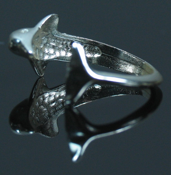 Sterling Silver Open Dolphin Ring shank setting Ring Size 6, 7, 8, or 9, 263-315