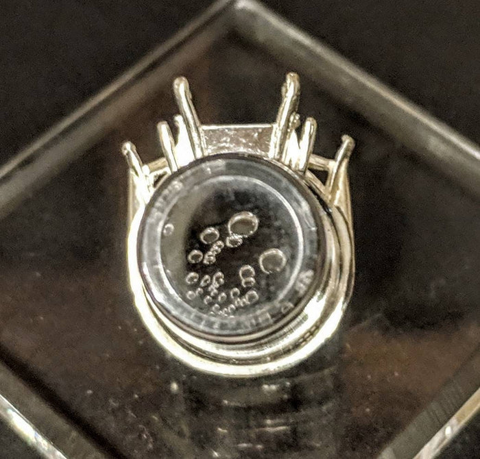 Sterling Silver or 14kt Gold 10x08 Emerald Cut Side with Tirllion Accents Pre-Notched Blank Ring Size 7 setting 163-290/143-290