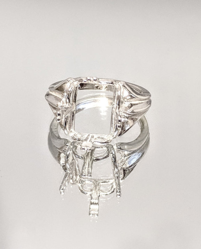 Sterling Silver or Solid 14kt Gold 10-14mm Square Cushion Regalle Pre-Notched Blank Ring Size 7 setting 163-840/143-840