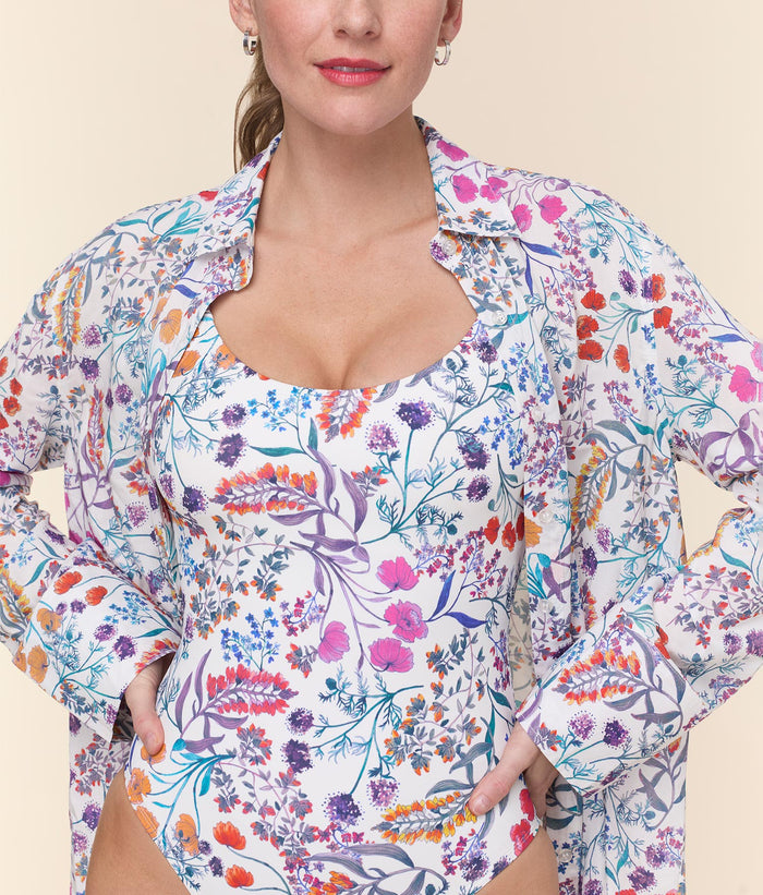 The Coastal Button Up - Lightweight Rayon - Botanical Floral