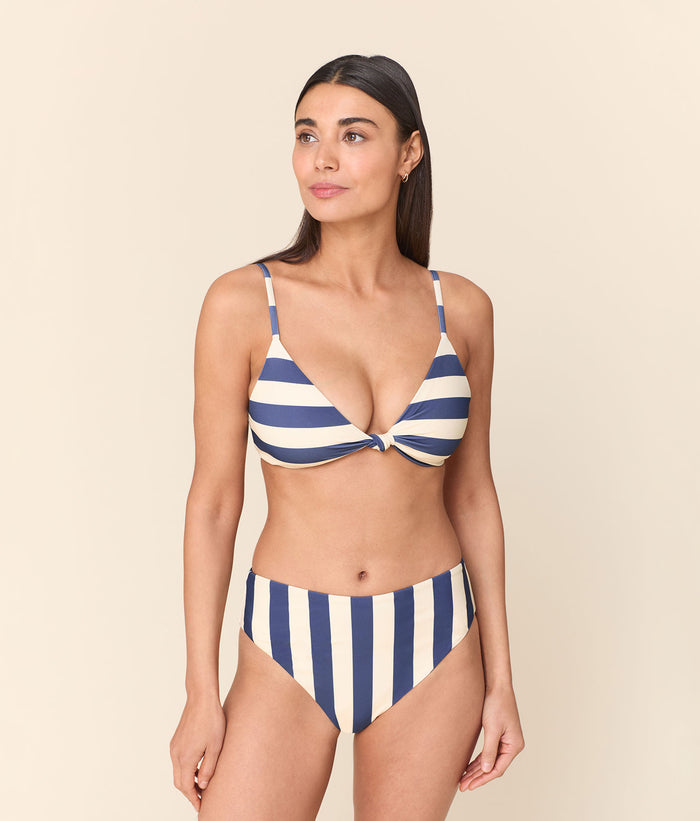 The Santorini Bikini Top | Deep Cobalt Wide Stripe