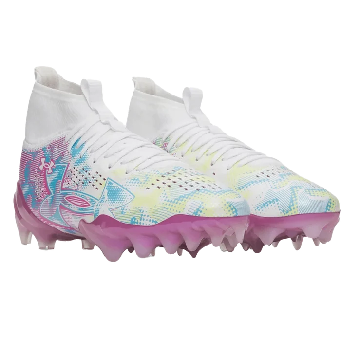 UA Blur Pro High Lax Unisex Lacrosse Cleats White Color