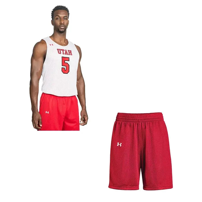 UA Kids Triple Double Basketball Set Jersey - Short Red color
