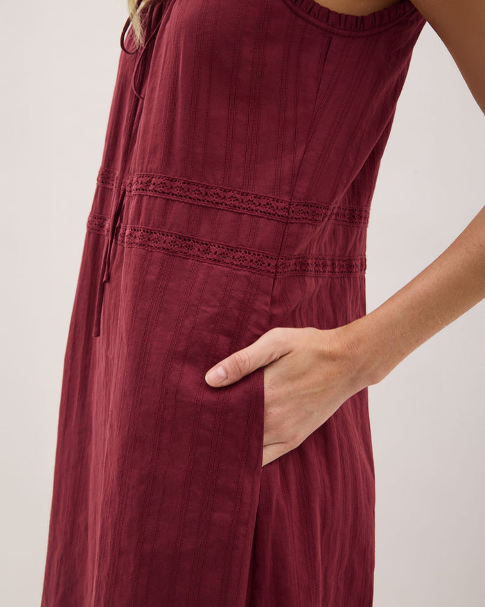 Womens Florence Sundress - Cotton Dobby - New Maroon