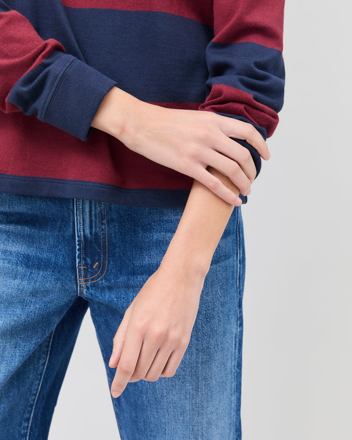 Women's Rugby Pullover - Maroon/Navy Stripe