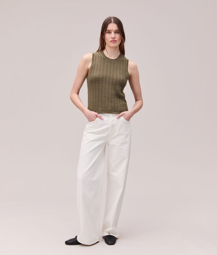 Womens Canyon Cotton Knit Tank | Olive Grey