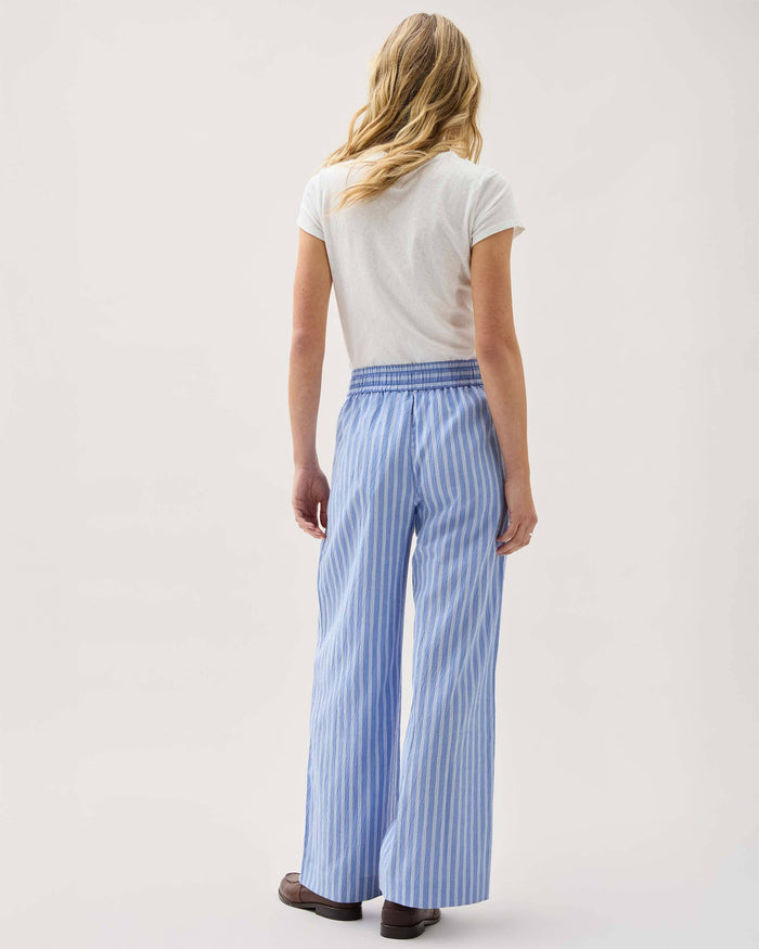 Womens Palermo Pant - Poly Seer Sucker Stripe - Oxford Blue Stripe