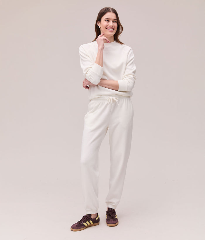 Womens Recycled Fleece Classic Sweatshirt - Recycled Fleece - Coconut Milk