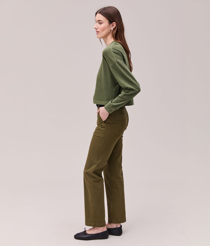 Womens Relaxed Crop Long Sleeve Tee | Cypress
