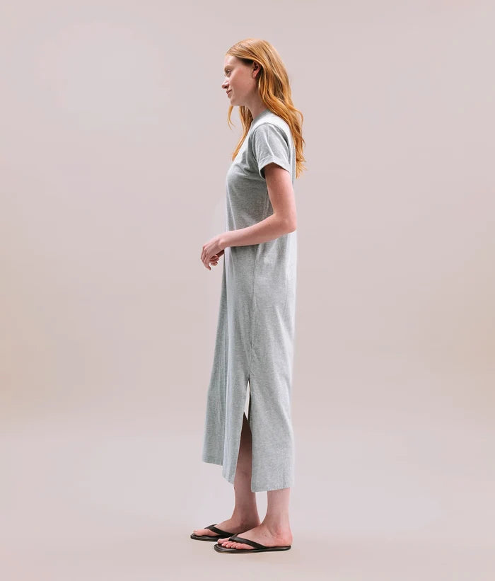 Womens Relaxed Tee Dress - Pigment Dye Jersey - Heather Grey