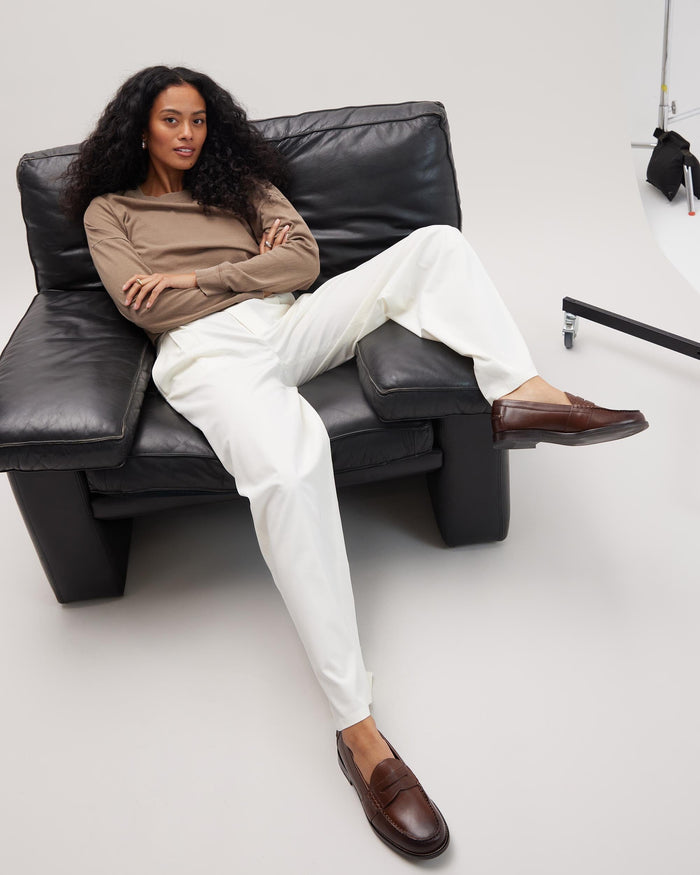 Women's Sophia Wide Leg Trouser in Khaki (Tan) | Richer Poorer