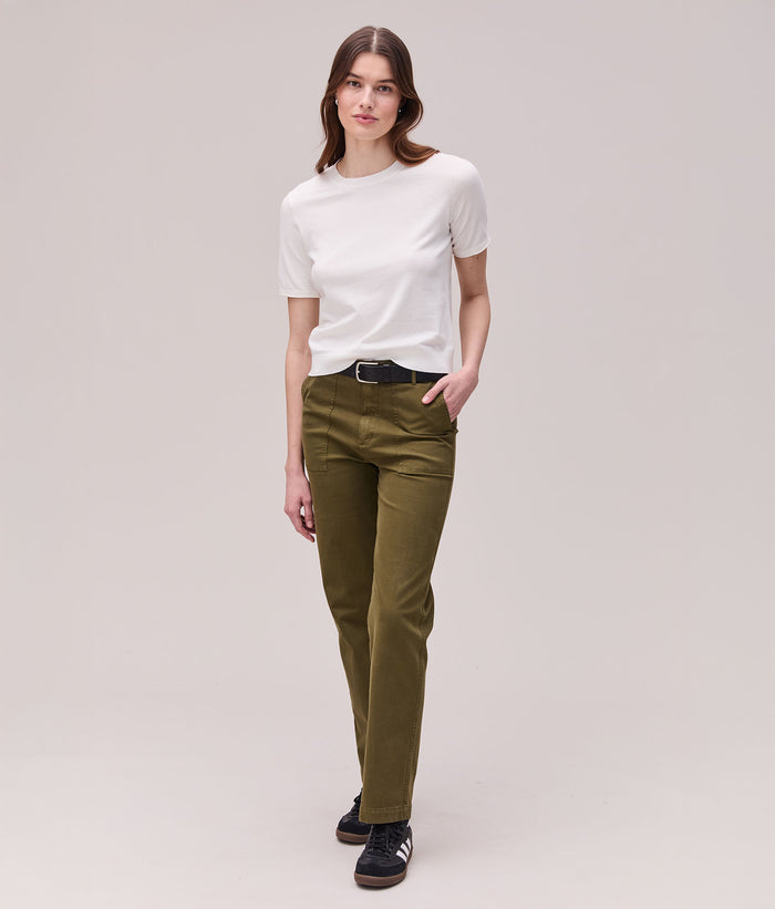 Womens Washable Cotton Silk Tee | Coconut Milk