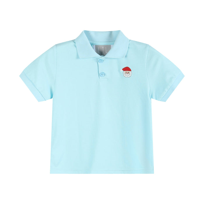 12-18M | Lil Cactus | Light Blue Santa Polo Shirt | NWT