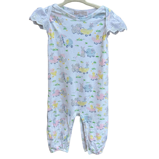 12-18M The Beaufort Bonnet Company Easter Animal Short-sleeve Longall with Lace Trim EUC