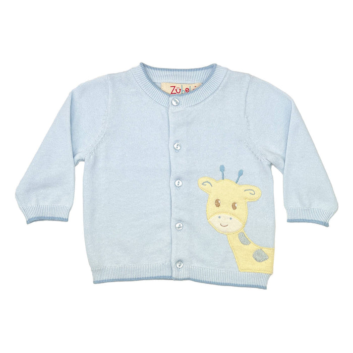 12M | Zubels | Giraffe Peek-A-Boo Cardigan Sweater in Blue | NWT