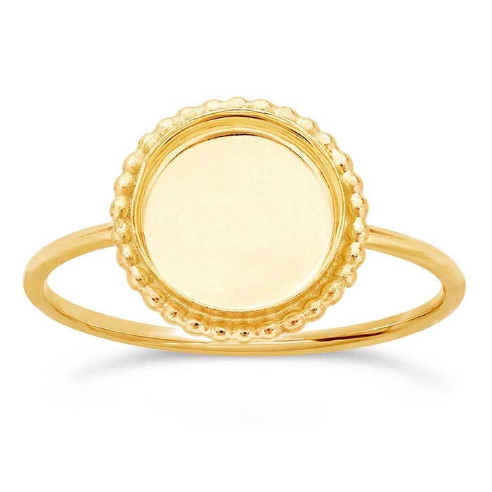 14/20 Yellow Gold-Filled 6mm, 8mm, 10mm, or 12mm Beaded Round Cabochon Ring Mounting, blank Cab (Cabochon) setting Size 6 to 8