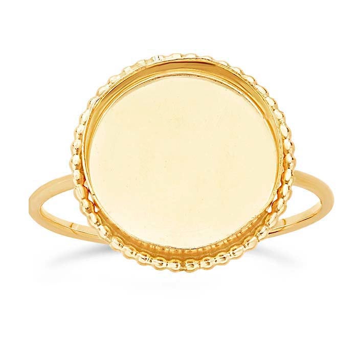 14/20 Yellow Gold-Filled 6mm, 8mm, 10mm, or 12mm Beaded Round Cabochon Ring Mounting, blank Cab (Cabochon) setting Size 6 to 8