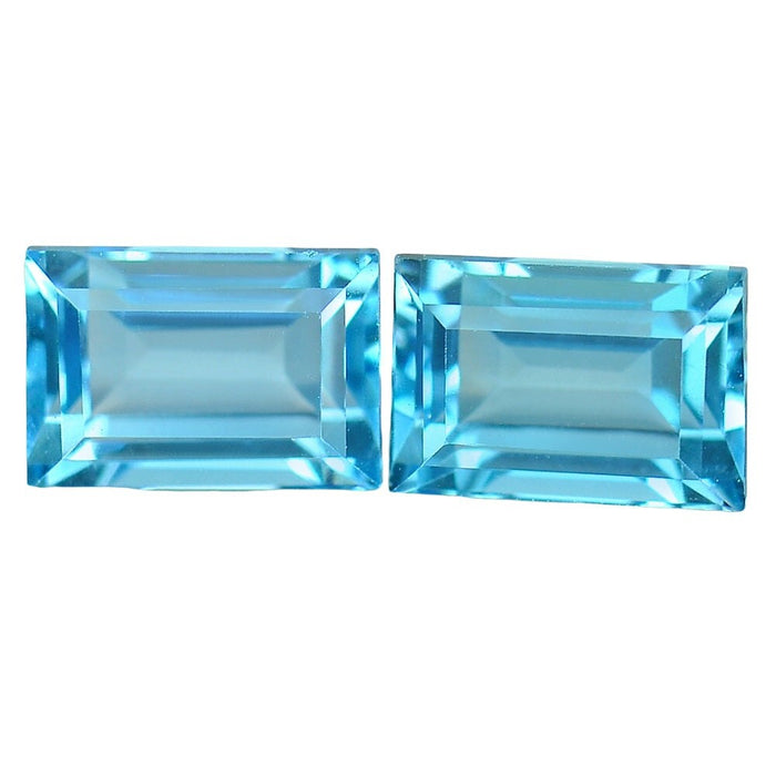 1.87tcw, Natural Brazil Sky Blue Topaz, 6x4mm Emerald Cut, Matched Pair, VVS Eye Clean, Loose Stones