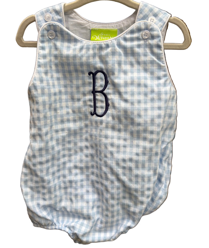 18M Classic Whimsy Blue and White GIngham "B" Bubble EUC