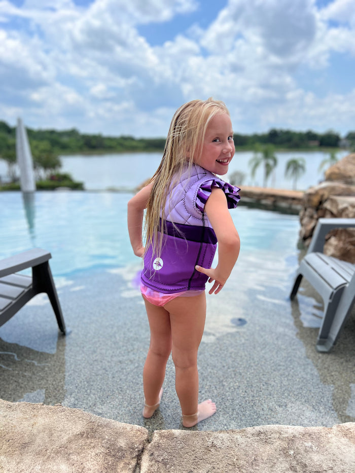 2025 Eagle Girl's Tri Color Swim Vest- Purple