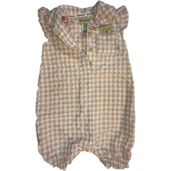 24M | Bear Paw | Baby Pink Gingham Shortall | GUC