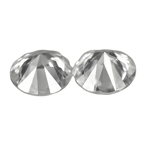 2.56tcw Natural White Zircon, 6.5mm Round Diamond Cut, VVS Eye Clean, Matched Pair, December Birthstone, Diamond Like