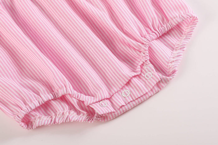 3-6M | Lil Cactus | Pink Striped Lil Sister Smocked Romper | NWT