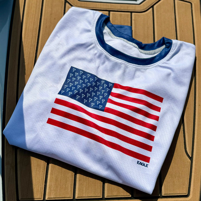 Eagle Cool-Plus Crewneck Sun Shirt- USA Flag