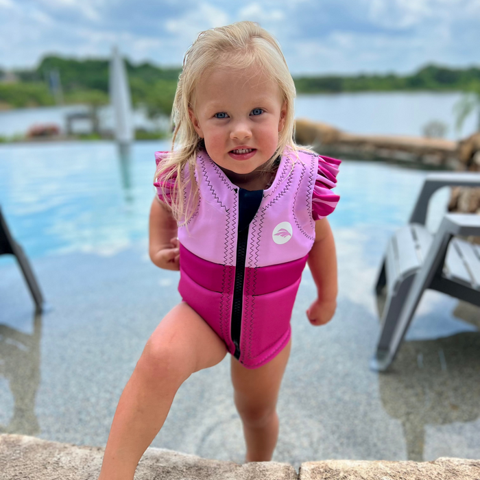 2025 Eagle Girl's Tri Color Swim Vest- Pink